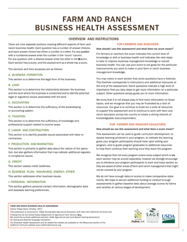 Farm and Ranch Business Health Assessment