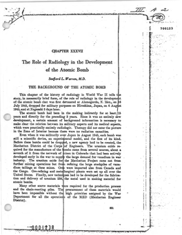 727- ,11- . The' Role of Radiology in the Development of the Atomic Bomb