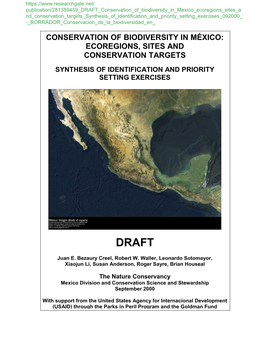 Conservation of Biodiversity in México: Ecoregions, Sites