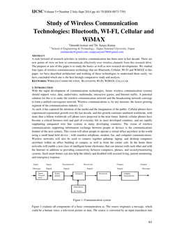 Bluetooth, WI-FI, Cellular and Wimax 1Omendri Kumari and 2Dr