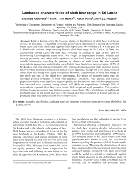 Landscape Characteristics of Sloth Bear Range in Sri Lanka