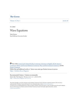 Wave Equations Matt Am Rtin Royal Holloway, University of London