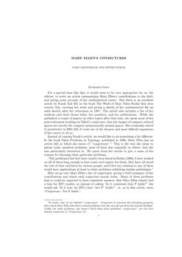 MARY ELLEN's CONJECTURES Introduction For