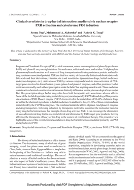 Clinical Correlates in Drug-Herbal Interactions Mediated Via Nuclear Receptor PXR Activation and Cytochrome P450 Induction