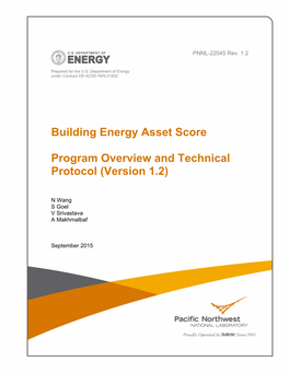 Building Energy Asset Score Program Overview and Technical Protocol