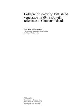 Collapse Or Recovery: Pitt Island Vegetatioini 1980-1993, With