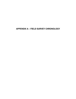 Appendix a – Field Survey Chronology