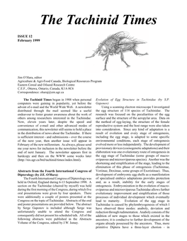 View the PDF File of the Tachinid Times, Issue 12
