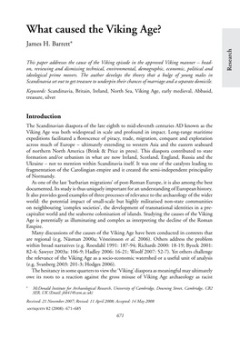 What Caused the Viking Age? Propaganda by the National Socialists and Others Between 1920 and 1945 (See Muller-Wille¨ 1994; Nondier 2002: 509-11)