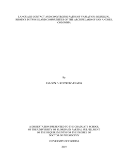 Bilingual Rhotics in Two Island Communities of the Archipelago of San Andres, Colombia