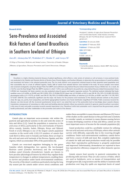 Sero-Prevalence and Associated Risk Factors of Camel Brucellosis in Southern Lowland of Ethiopia