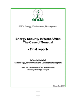 Energy Security in West Africa the Case of Senegal