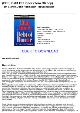 (PDF) Debt of Honor (Tom Clancy) Tom Clancy, John Rubinstein - Download Pdf