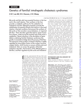 Genetics of Familial Intrahepatic Cholestasis Syndromes S W C Van Mil, R H J Houwen, L W J Klomp