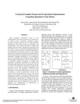 A General Compiler Framework for Speculative Optimizations Using Data Speculative Code Motion