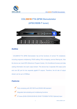 COL5881B FTA QPSK Demodulator (ATSC/ISDB-T Tuner)