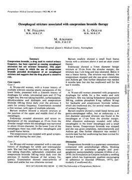 Oesophageal Stricture Associated with Emepronium Bromide Therapy 1