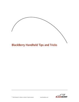 Blackberry Handheld Tips and Tricks