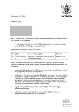 Information on Waste/Clean up of Tiwai Point