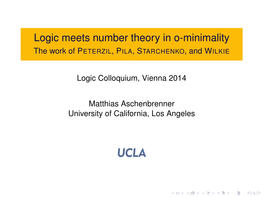 Logic Meets Number Theory in O-Minimality the Work of PETERZIL,PILA,STARCHENKO, and WILKIE