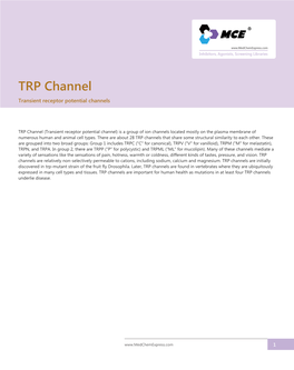 TRP Channel Transient Receptor Potential Channels