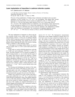 Laser Implantation of Impurities in Cadmium Telluride Crystals N