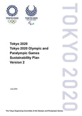 Tokyo 2020 Olympic and Paralympic Games Sustainability Plan Version 2