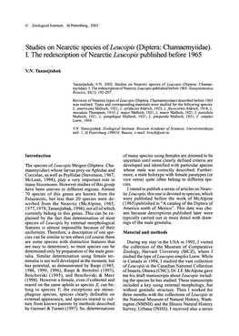 Studies on Nearctic Species of Leucopis (Diptera: Chamaemyidae