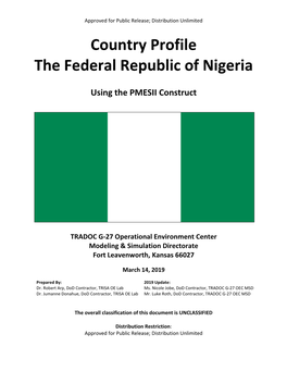 Country Profile the Federal Republic of Nigeria