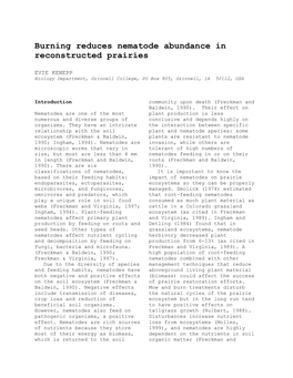 Burning Reduces Nematode Abundance in Reconstructed Prairies
