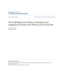 The Forbidden Zone Writers: Femininity and Anglophone Women War Writers of the Great