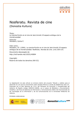 Nosferatu. Revista De Cine (Donostia Kultura)