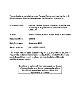 A Matrix and Summary of Major Federal and Select State Case Law