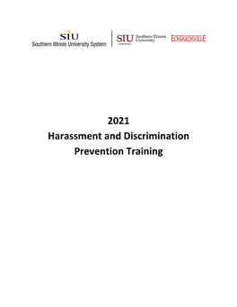 2021 Harassment and Discrimination Prevention Training I