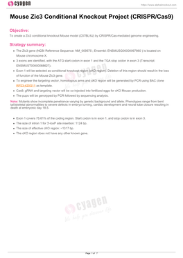 Mouse Zic3 Conditional Knockout Project (CRISPR/Cas9)