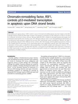 Chromatin-Remodeling Factor, RSF1, Controls P53-Mediated Transcription