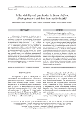 Pollen Viability and Germination in Elaeis Oleifera, Elaeis Guineensis and Their Interspecific Hybrid1