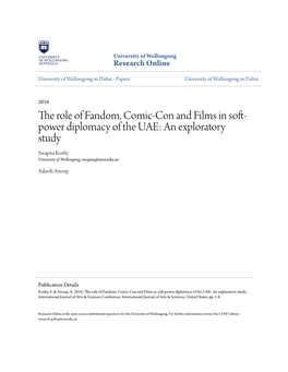 The Role of Fandom, Comic-Con and Films in Soft-Power Diplomacy of The
