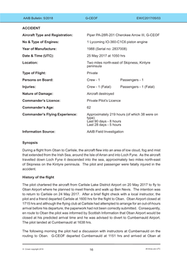 Piper PA-28R-201 Cherokee Arrow III, G-CEOF No & Type of Engines