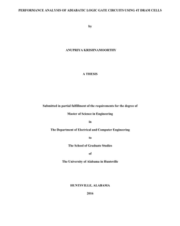 Performance Analysis of Adiabatic Logic Gate Circuits Using 4T Dram Cells