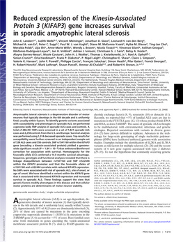 (KIFAP3) Gene Increases Survival in Sporadic Amyotrophic Lateral Sclerosis