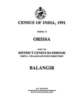 Village and Town Directory, Balangir, Part-A, Series-19, Orissa