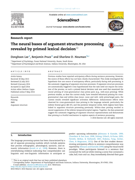 The Neural Bases of Argument Structure Processing Revealed by Primed Lexical Decision