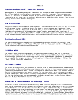 2004/April Briefing Session for NGO Leadership