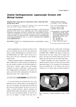 Urachal Xanthogranuloma: Laparoscopic Excision with Minimal Incision