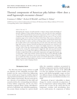 Thermal Components of American Pika Habitat—How Does a Small Lagomorph Encounter Climate? Constance I