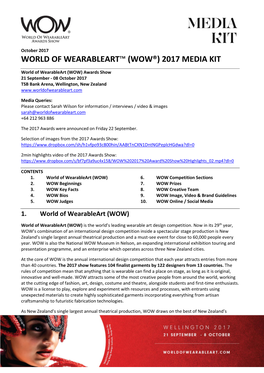 World of Wearableart™ (Wow®) 2017 Media Kit