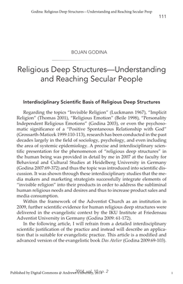 Religious Deep Structuresâ•Flunderstanding and Reaching