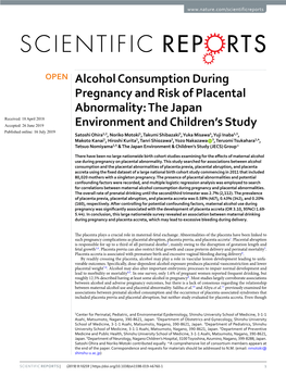 Alcohol Consumption During Pregnancy and Risk of Placental