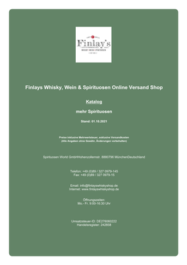 Finlays Whisky, Wein & Spirituosen Online Versand Shop